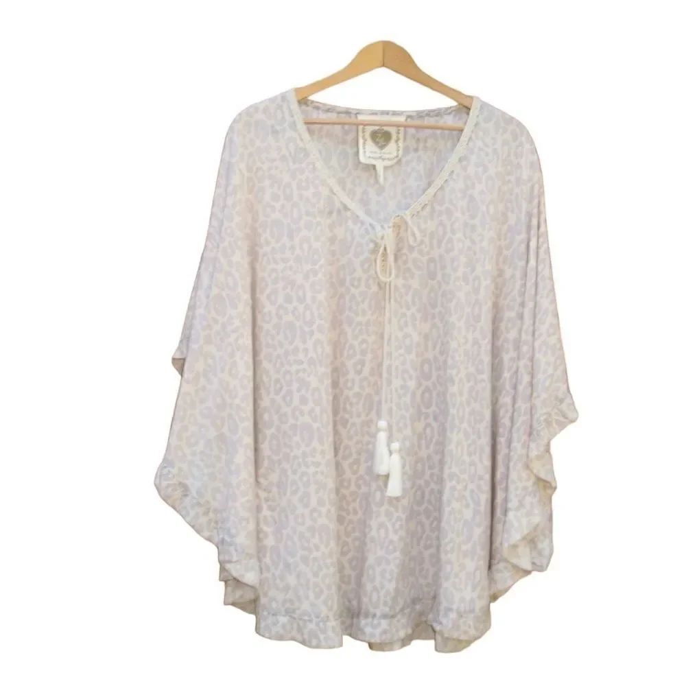 Z & L Europe Cheetah Print Tassel Boho Cover Up  Top S M L XL One Size